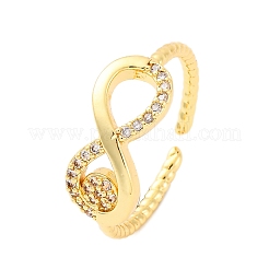 Brass Micro Pave Clear Cubic Zirconia Cuff Rings for Women&nbsp;RJEW-U047-21G