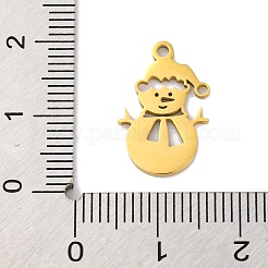クリスマス 201 ステンレス ペンダント  レーザー切断  雪だるまチャーム  ゴールドカラー  17.5x11x1mm  穴：1.5mm&nbsp;STAS-Q015-09G