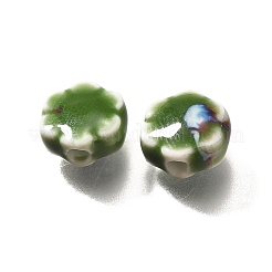 手作りの陶器ビーズ  花  シーグリーン  9.5x10x5~5.5mm  穴：1.8~2.2mm&nbsp;PORC-H013-04-18