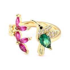 Brass Micro Pave Cubic Zirconia Cuff Rings&nbsp;RJEW-K233-38G