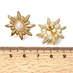 女性のための真鍮のスタッドピアス  太陽  アブソリュートプラスチック模造パール  ラックめっき  長持ちメッキ  鉛フリー＆カドミウムフリー  18KGP本金メッキ  22x23mm&nbsp;KK-CBA9D38-06G