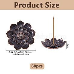 合金製蓮香炉ホルダー60個  ホームオフィス茶屋禅仏教用品  赤銅鉱  56.5~57x10mm&nbsp;AJEW-DC0003-91A