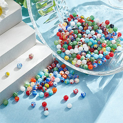 4 Strands Handmade Millefiori Glass Round Bead Strands&nbsp;LAMP-GO0001-13