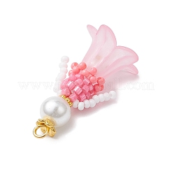 Glass Seed Beaded Flower Figurine Pendants&nbsp;PALLOY-MZ00686