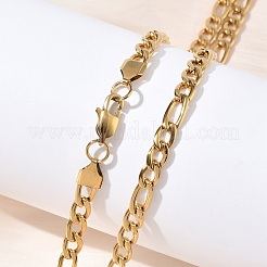 6mm 304ステンレススチール製フィガロチェーンネックレス  イオンプレーティング（ip）  ゴールドカラー  18.11インチ（46cm）&nbsp;NJEW-G203-02G