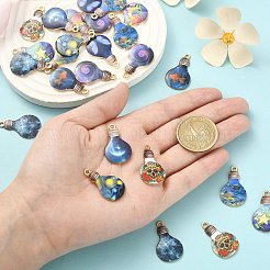 30 個 10 スタイル合金プリントペンダント  カドミウムフリー＆ニッケルフリー＆鉛フリー  電球  ミックスカラー  28x17x2mm  穴：1.8mm  3個/スタイル&nbsp;PALLOY-CJ0002-55
