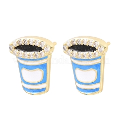 Brass Micro Pave Cubic Zirconia Stud Earrings&nbsp;EJEW-G471-37G-02