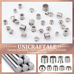 54Pcs 9 Style 201 & 304 Stainless Steel Beads&nbsp;STAS-UN0048-89
