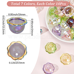 70Pcs 7 Colors UV Plating Acrylic Bead Caps&nbsp;OACR-SP0001-60