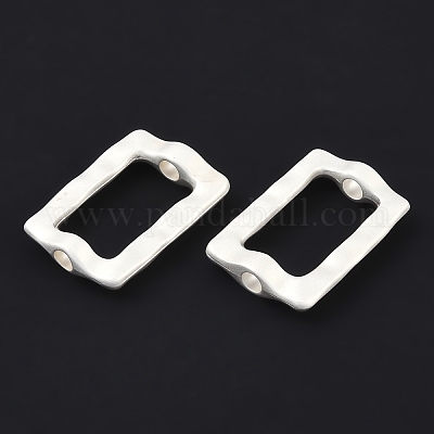 合金ビーズ  長方形  マットシルバーカラー  22x15x4.5mm  穴：3mm  16x9mm内径&nbsp;FIND-B038-21A-MS-1