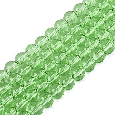 透明ガラスビーズ連売り  ラウンド  薄緑  6~6.5mm  穴：1.4mm  約67~70個/連  14.76インチ〜15.16インチ（37.5~38.5cm）&nbsp;GLAA-T032-T6mm-26-1