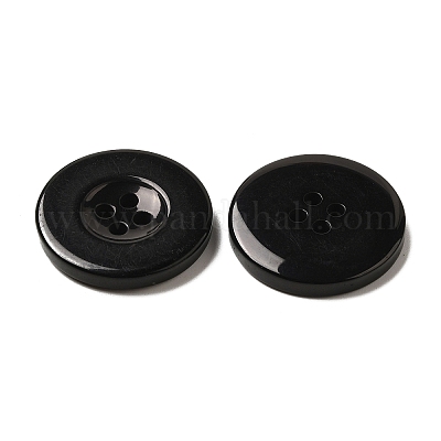 樹脂ボタン  染め  フラットラウンド  ブラック  25x3mm&nbsp;RESI-D033-25mm-02-1