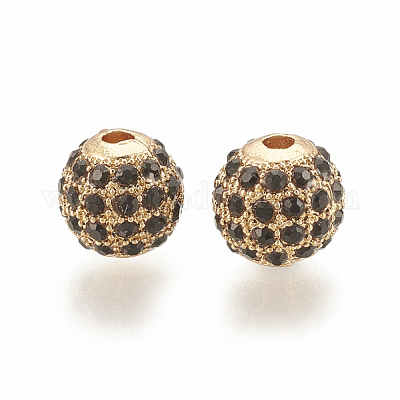 合金ビーズ  ラインストーン付き  ラウンド  ジェット  ミックスカラー  8x8mm  穴：1.5mm&nbsp;PALLOY-S066-02A-M-1