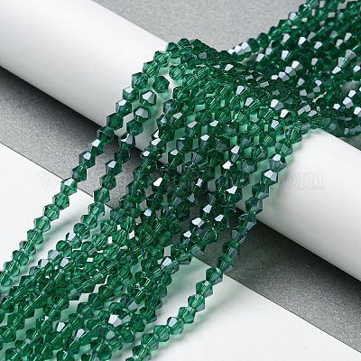 透明電気メッキガラスビーズ連売り パール光沢メッキ 多面カット