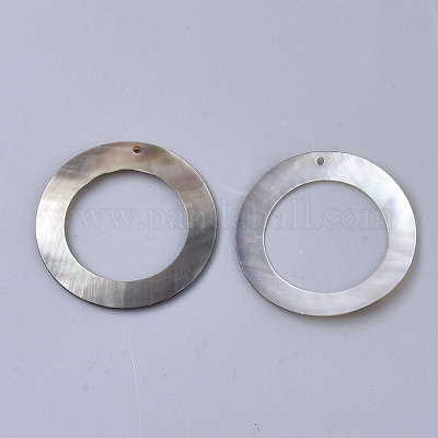 ブラックリップシェルペンダント  リング  グレー  30x0.6~2mm  穴：1.2mm&nbsp;SSHEL-S251-30-1