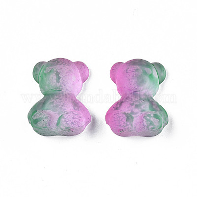 クリアアクリルカボション  ツートン  クマ  ミディアムシーグリーン  17x13x7mm&nbsp;TACR-N006-15A-02-1