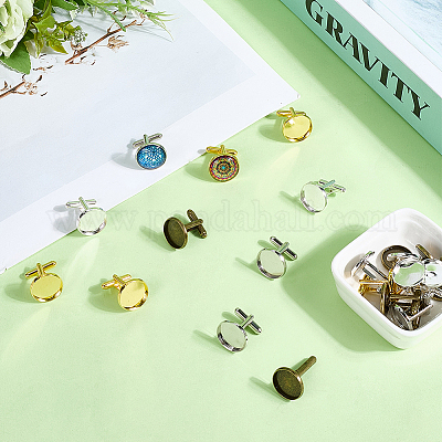 24Pcs 4 Colors Brass Cufflinks&nbsp;KK-SC0006-38-1