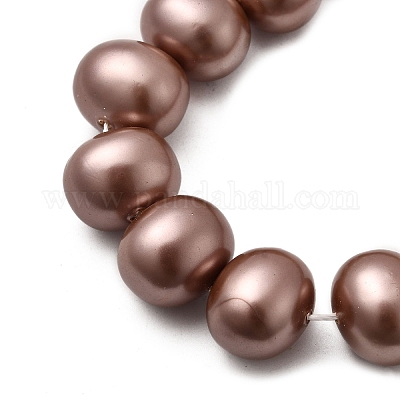 シェルパールビーズ連売り  ポテト  キャメル  12.5~13x15~15.5x12~12.5mm  穴：0.9mm  約31個/連  15.71インチ（39.9cm）&nbsp;BSHE-F013-01L-1