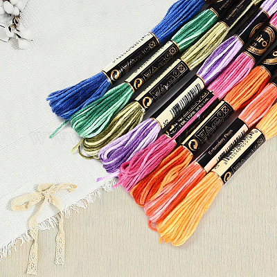 ポリエステル刺繍糸  クロスステッチの糸  セグメント染め  ミックスカラー  0.5~2mm  約8.75ヤード（8m）/かせ  8色  1 かせ/色  8 かせ/セット&nbsp;OCOR-WH20074-13A-02A-1