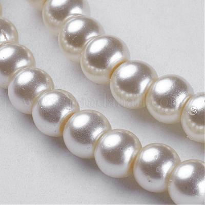 ガラスパールビーズ連売り  パールカラーの  ラウンド  乳白色  4~5mm  穴：1mm  約200個/連  30.71インチ（78cm）&nbsp;HY-4D-B02-1