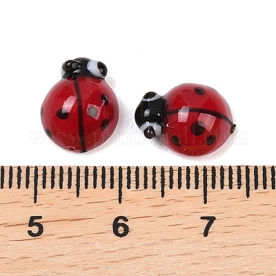 手作りランプワークカボション  てんとう虫  レッド  12x9.5x6mm&nbsp;LAMP-L083-05-1