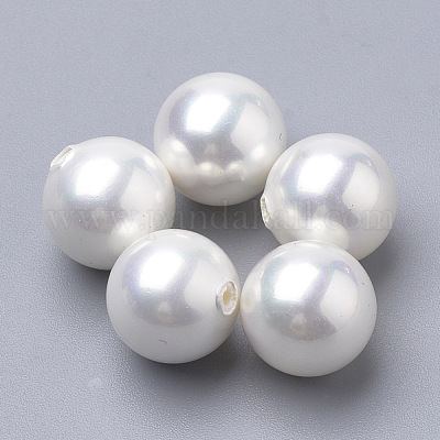 シェルパールビーズ  片穴  ラウンド  乳白色  6mm  半分穴：1mm&nbsp;BSHE-T008-6mm-1