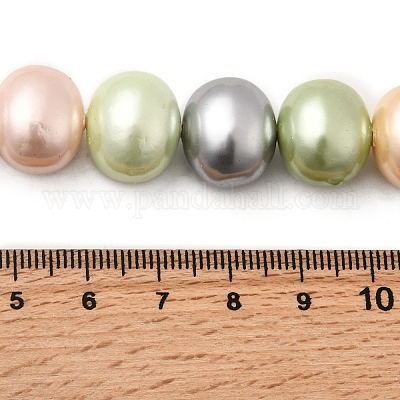 シェルパールビーズ連売り  ポテト  ミックスカラー  12.5~13x15~15.5x12~12.5mm  穴：0.9mm  約31個/連  15.71インチ（39.9cm）&nbsp;BSHE-F013-01H-1