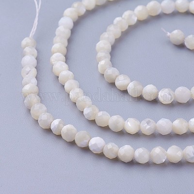 シェルビーズ連売り  多面カット  ラウンド  3~3.5mm  穴：0.5mm  約115~130個/連  14.5~16.1インチ（37~41cm）&nbsp;G-F619-27-3mm-1