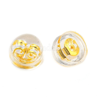 樹脂＆真鍮製イヤーナット  ピアスバックキャッチ  フラットラウンド  ゴールドカラー  4.9x4mm  穴：0.6mm&nbsp;FIND-H046-01G-1