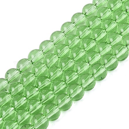 透明ガラスビーズ連売り ラウンド 薄緑 6~6.5mm 穴:1.4mm 約67~70個/連 14.76インチ〜15.16インチ(37.5~38.5cm) GLAA-T032-T6mm-26-1