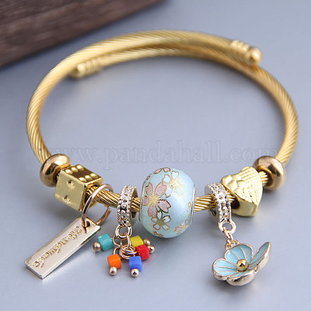 Wholesale Adjustable Stainless Steel European Bangles - Pandahall.com
