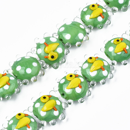 手作り凹凸柄ランプワークビーズ連売り  アヒル  透明  20~21x17~19x9.5~10mm  穴：1.6mm  約30個/連  18.50インチ〜18.90インチ（47~48cm）&nbsp;LAMP-N021-036D-1