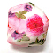 Silicone Beads, Hexagon with Flower Pattern, White, 14x14x14mm, Hole: 2.5mm