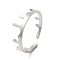 Non-Tarnish 304 Stainless Steel Open Cuff Ring, Crown, Stainless Steel Color, US Size 8 1/2(18.5mm)