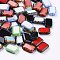 Retro Czech Glass Beads,  Rectangle, Mixed Color, 12x8x3.5mm, Hole: 0.9mm, about 120pcs/bag