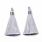 Polyester Tassel Big Pendants Decoration, Light Grey, 80~90x8.5~9mm, Hole: 4x6mm