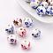 Floral Printed Porcelain Beads, Flower Patterned Ceramic Beads, Round, Mixed Color, 12mm, Hole: 2~2.5mm