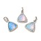 Rack Plating Brass with Synthetic Opal Pendants, Cadmium Free & Lead Free, Triangle, Mixed Color, 15x12.5x6mm, Hole: 5mm