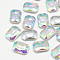 Pointed Back Glass Rhinestone Cabochons, Faceted, Rectangle Octagon, Crystal AB, 10x8x3.5mm
