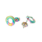 Ion Plating(IP) 304 Stainless Steel Stud Earring Findings, with Loop & Earring Backs, Flat Round, Rainbow Color, 10x1mm, Hole: 1.5mm, Pin: 0.8mm