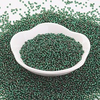 TOHO日本のシードビーズ  ラウンド  11/0  シルバーライニンググリーンエメラルド  2x1.5mm  穴：0.5mm  約900個/10g&nbsp;X-SEED-K008-2mm-36