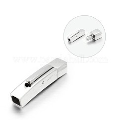 Tarnish Resistant Cuboid 304 Stainless Steel Bayonet Bracelet Clasps, Stainless Steel Color, 27.5x5x5.5mm, Hole: 4x4mm