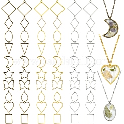20 個 10 スタイルラックメッキ合金オープンバックベゼルペンダント  UVレジンDIY用  エポキシ樹脂  押し花  プラチナ  混合図形  33.9~48x20.5~44x3.8mm  穴：2.8~4mm  2個/スタイル&nbsp;FIND-YW0005-29