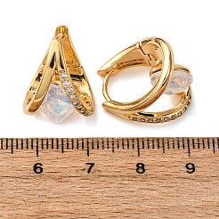 Heart Brass Micro Pave Cubic Zirconia Hoop Earrings&nbsp;EJEW-F384-12G