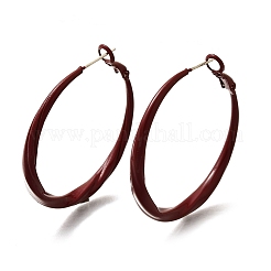合金とスターリングシルバーのフープピアス925個  レッド  43x4mm&nbsp;EJEW-Q013-05A
