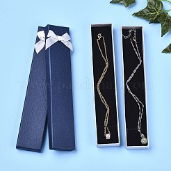 ネックレス用厚紙ジュエリーボックス  外側に蝶結びのリボン、内側に黒いスポンジが付いています  長方形  ミックスカラー  21x4~4.3x2.4cm&nbsp;CBOX-N013-005