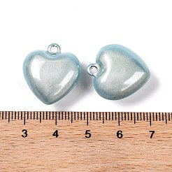 ラックメッキ真鍮チャーム  カドミウムフリー＆ニッケルフリー＆鉛フリー  ハートチャーム  ライトブルー  20x19x10mm  穴：2mm&nbsp;KK-F088-01D