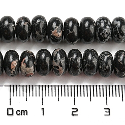 合成インペリアルジャスパー染めビーズ連売り  ロンデル  ブラック  8~8.5x5~5.5mm  穴：1.2mm  約76~77個/連  15.20''~15.47