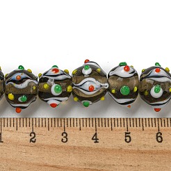 手作りランプワークビーズ連売り  バンピー  ラウンド  コーヒー  直径13.5~15mm  穴：1.2~1.4mm&nbsp;LAMP-N025-05I