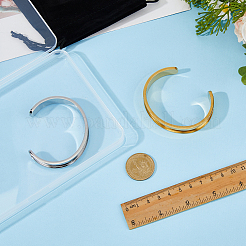 2Pcs 2 Colors Stainless Steel Grooved Bangles&nbsp;DIY-HS0002-01
